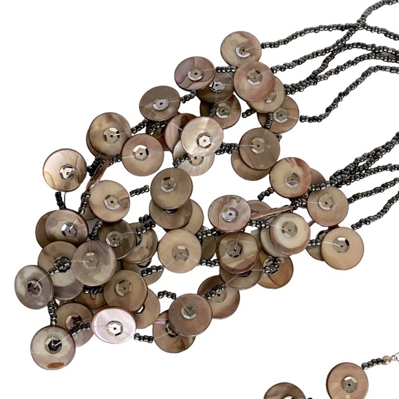 Gray Multi-strand Beaded Necklace And Earrings Set - Picture 11 of 12